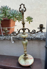 CANDELABRO A DUE BRACCI IN ONICE E OTTONE - STILE LIBERTY - ANNI '60