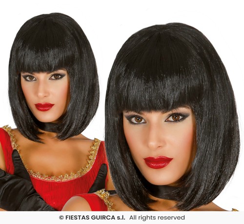 Parrucca nera caschetto - parrucca,