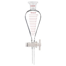 Imbuto Separatore Graduato, Parete Spessa a Forma Di Pera Conica in Vetro Borosi