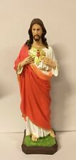 STATUA GESÙ SACRO CUORE CM 50 IN RESINA DECORATA A MANO PRODUZIONE ARTIGIANALE