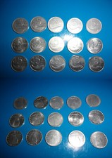 15 monete da Lire 5 anno 1952 1953 1954 1967 1969 1972 1973 1976 1978 1981 1986