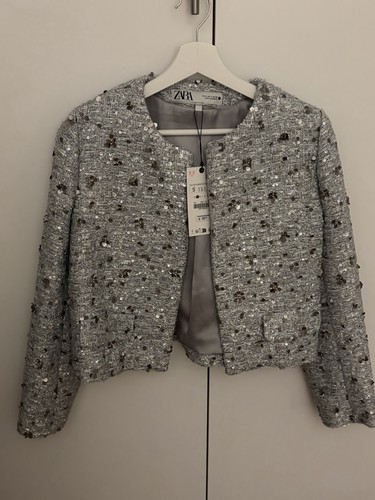 Giacca paillettes argento - , zara
