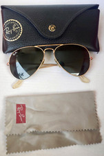 Occhiali da sole Ray-Ban Aviator grandi metallo RB 3025 W3234 oro verde 55-14 + custodia