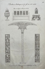 Mobili Arabesco Panca Chiesa Ponte De L Arca Normandia Incisione Willemin XIX