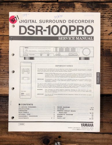 Yamaha dsr 100 pro - dsr-100, dsr-100pro