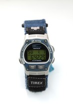 Orologio Uomo Timex Ironman Argento Blu Plastica 100m Luce Sveglia Data Cron Quarzo