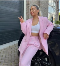 Blazer lungo asimmetrico rosa