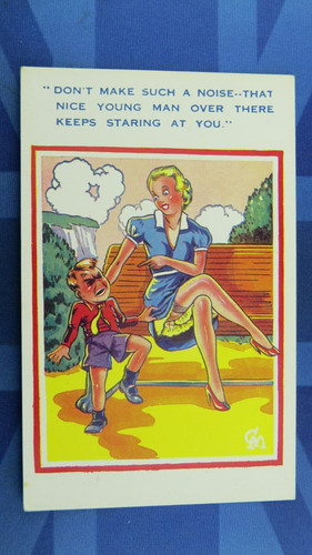 Saucy comic postcard - postcard, 1940s