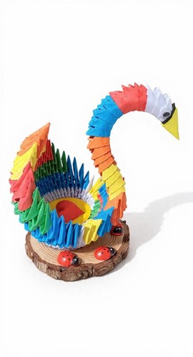 Cigno origami artigianale - cigno, 3d
