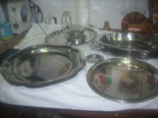 lotto vassoi acciaio ed accessori cucina + vassoio silver plated vintage