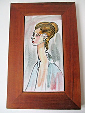 Ceramica donna dipinta a mano alla Modigliani ( Antonia Campi  Fantoni ) '60