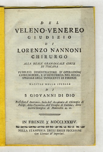 Del veleno venereo giudizio - veleno,