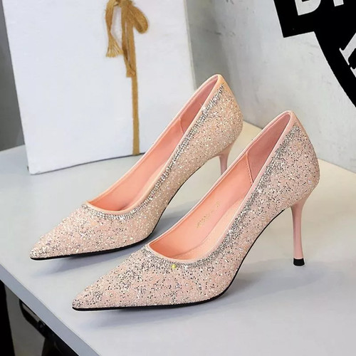 Decolte rosa cipria con strass - cipria,