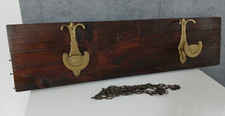 Antico Appendi Abiti Attaccapanni in Legno e Ottone Vintage