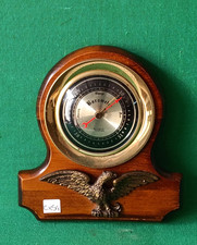 VECCHIO BAROMETRO IN LEGNO E OTTONE VINTAGE DA PARETE ANNI '70 VINTAGE. CX54
