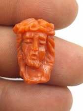 Antico Cammeo Corallo Rosso Di Sardegna  Intaglio Del Corallo Gesù Cristo 