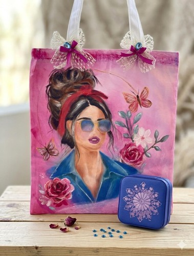 Borsa tote tela dipinta - tote, in