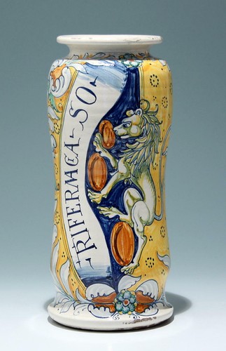 Maiolica albarello trifermacia - maiolica,