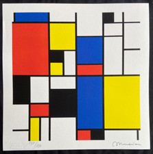 Piet Mondrian Litografia 180 ex COA originale firma e timbro certificata