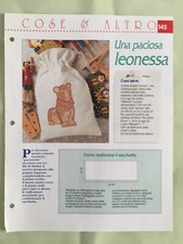 Schema punto croce Ricamo Una paciosa leonessa sacchetto portatutto