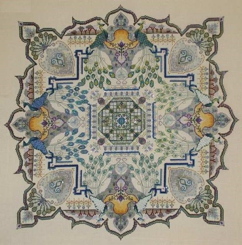 Peacock garden mandala - garden, cross