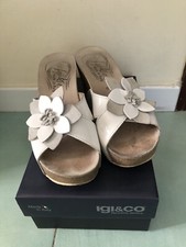 IGI&CO Scarpe Donna Sandali  Con Zeppa  Zoccoli Bianchi Con Fiore N 40