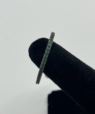 Anello impilabile Freida Rothman verde smeraldo zirconi pavè placcato 14 carati su SS taglia 6