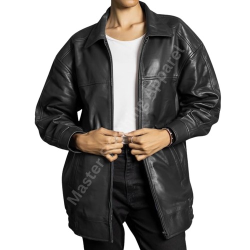 Giacca pelle nera oversize - di,