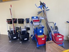 CARRELLO PULIZIE COMPLETO DI 2 SECCHI 15LT PORTA SACCO DOPPIO SECCHIO STRIZZAMOP