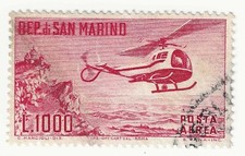 1961 San Marino - 1000 l. Posta Aerea Elicottero usato