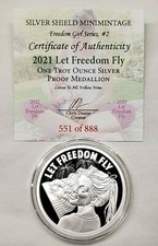 1oz 2021 Let Freedom Fly Silver Shield Proof Coin #2 Freedom Girl Series