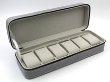 Custodia Porta Orologi 6 Posti Eco Pelle Grigio Antigraffio Idea Regalo Nuovo