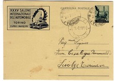INTERO POSTALE LIRE 20 XXXV SALONE AUTOM. TORINO DA CORIO PER SCIOLZE TORINESE