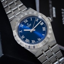 tudor royal watch automatic 2023 blue dial steel man men 28400