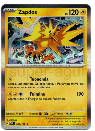 Zapdos 065 167 holo - zapdos, 065/167