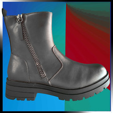 STIVALI UOMO pelle  anfibi scarponcini scarpe militari  CLASSICO nero