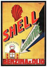 PUBBLICITA' 1928 SHELL POMPA DISTRIBUTORE BENZINA CARBURANTE BENZINAIO CAR AUTO 