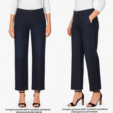 Met Jeans Donna Taglia 41 W27 Blu Gamba Larga Made Italy Cotone Chino Pantalone