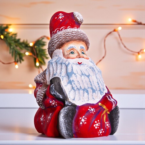 Wooden carved santa claus - wooden,