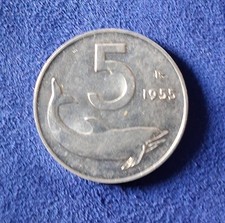 MONETA 5 Lire Del 1955 Delfino