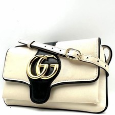 GUCCI GG Marmont Ally Borsa a tracolla piccola in pelle bianca nera donna...