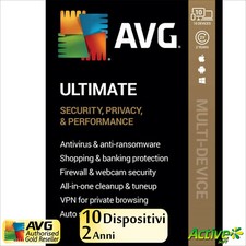 AVG ULTIMATE 2025 10 PC 2 anni | Internet Security, Tuneup, VPN, AntiTrack | ESD