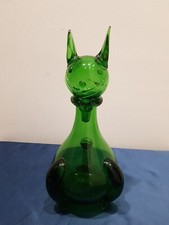 Bottiglia Decanter Vetro Di Murano Gatto Verde Anni 60/70 Vintage