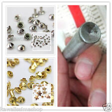 Da 50pz a 1000pz borchie cono a rivetto 6mm ARGENTO/ORO+10pz stelle+punzone