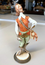 ANTICA FIGURA CERAMICA CAPODIMONTE MOSCHETTIERE "Athos" G. Cappè 15 cm/h  '900