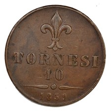 REGNO DELLE DUE SICILIE Francesco II di Borbone 10 Tornesi 1859