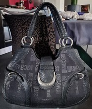 JUST CAVALLI - BORSA SPALLA DOPPIO MANICO in PELLE NERA