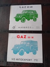 2 Brochure Originali JEEP GAZ 69 M AM MARBROS AUTOEXPORT RUSSIA MOSCOW ITALIANE