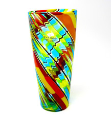Raro Vaso Spirale Pezzato Conico Murrine Murano Ballarin Firmato Esclusivo Superbo
