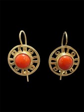 Orecchini etnici a forma di sole con Corallo naturale